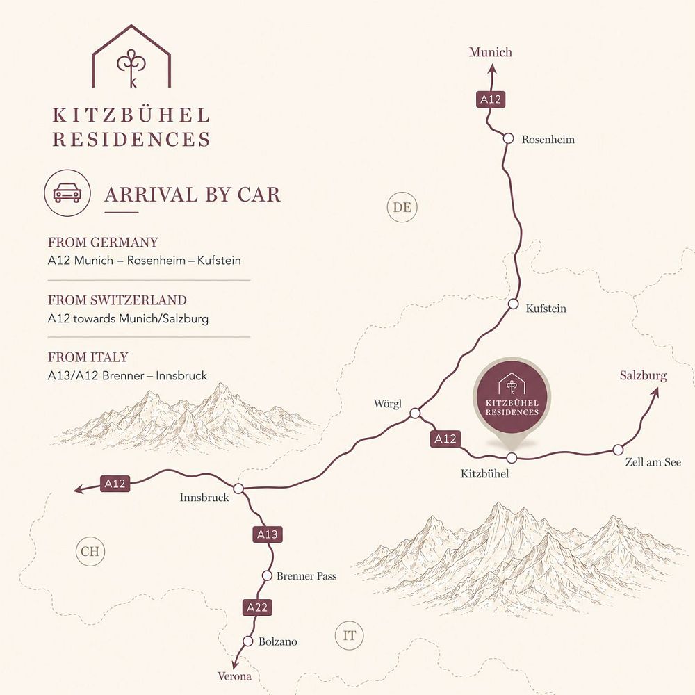 Arrival to Kitzbuehel Residences in Tyrol by car